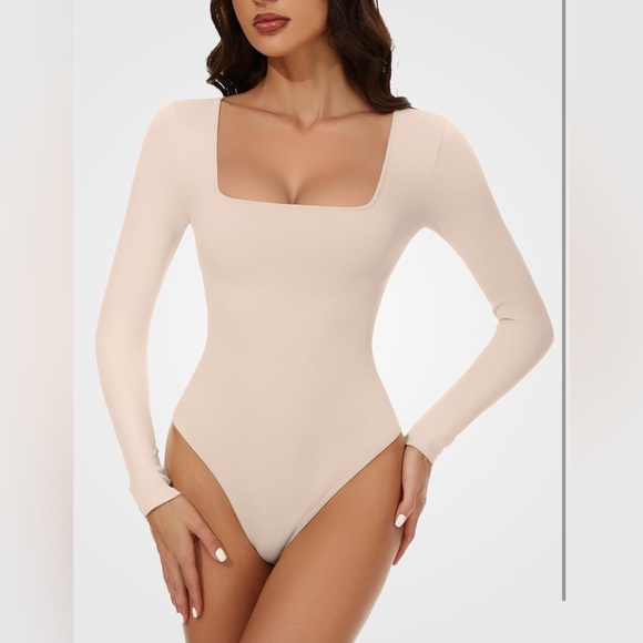 Long Sleeve Square Neck Bodysuit | S | NWT - Picture 4 of 5